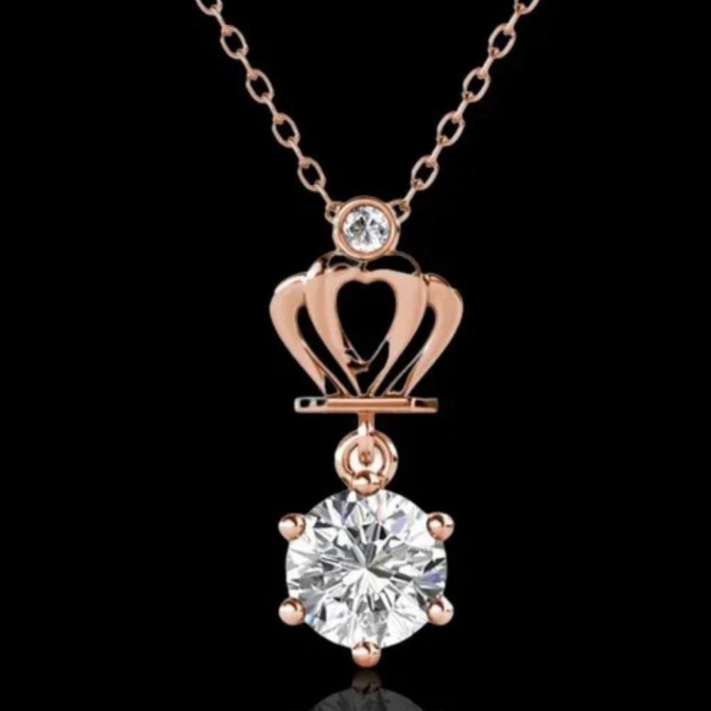 Certified 1ct. t.w. Moissanite Diamond Crown Necklace NEW - Picture 1 of 7